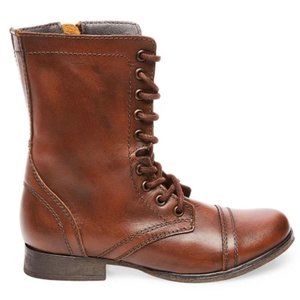 Steve Madden Troopa Combat Boots in Brown Leather